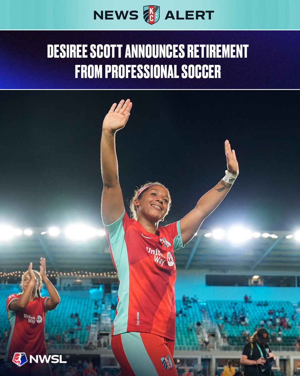Kansas City Current midfielder Desiree Scott has announced she will retire from professional soccer following the 2024 season.