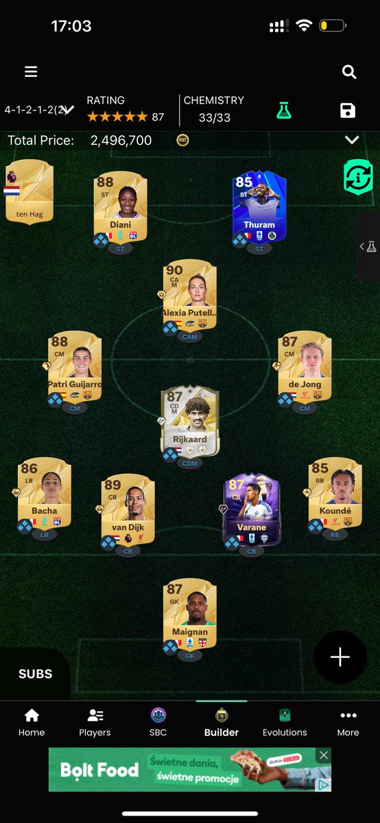 pinkgolf_dev's tweet photo. @rxckydusa my team, I have untreatable rares Putellias and Diani and 900kk to improve squad

which one of three options looks better or your personal recommendations https://t.co/UoXO4HHOtH