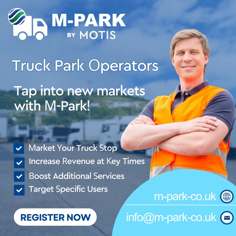 🚛 Truck Parking Site Operators! Boost your business with M-Park! 

Join today and see the benefits of effortless customer engagement and increased traffic.

Discover more and get started at m-park.co.uk/site-operators📲

#TruckPark #Trucking #Freight #Haulage