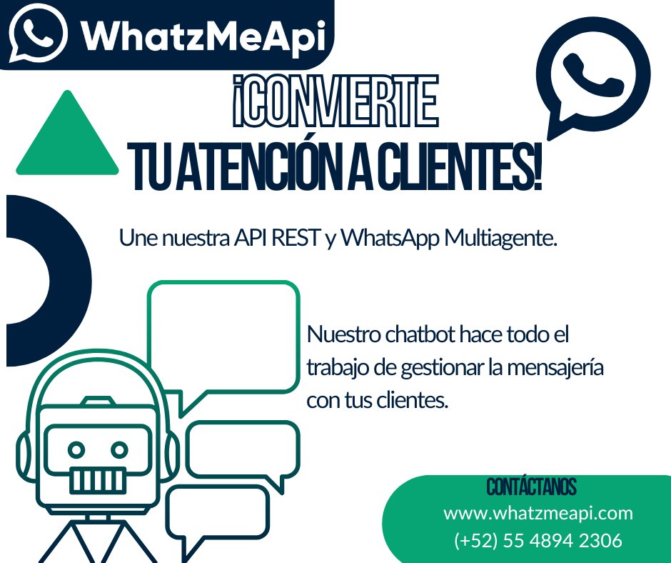 MeWhatz's tweet image. ✨ ¡Transforma tu atención al cliente! ✨
Integra nuestra API REST y WhatsApp Multiagente, permitiéndote interactuar fácilmente con tus clientes de forma automatizada. 🛠️
¡lleva tu comunicación al siguiente nivel! 🌐
wa.link/7m588k
#WhatsApp #chatbotAPI #WhatzMeApi