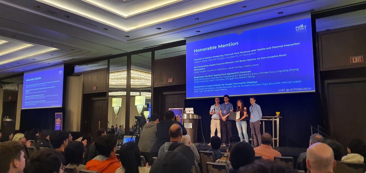 What an honor to have received the Best Demo Honorable Mention for my first in-person <a href="/ACMUIST/">ACM UIST</a> !
We presented PointerVol working with our custom-made volumetric display!
A little hint on the amazing projects conducted at <a href="/UpnaLab/">UpnaLab</a> with <a href="/AsierMarzo/">Asier Marzo</a> ! 
#ERC_Intevol <a href="/Touchless_EU/">TOUCHLESS</a>