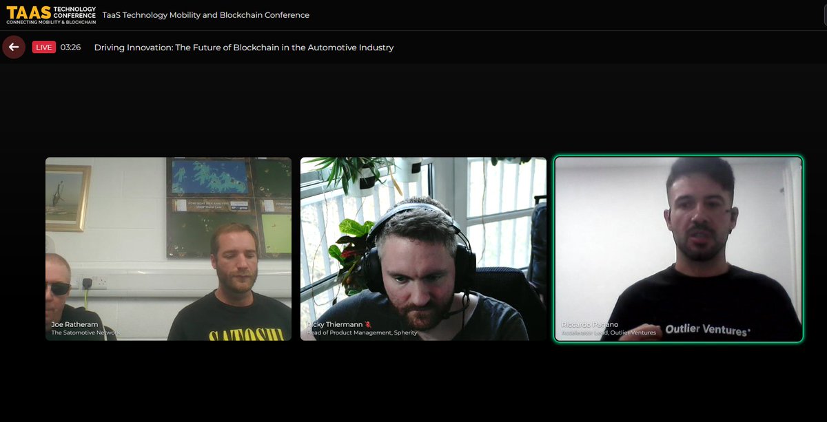 Thank you to Joe Ratheram from The Satomotive Network and  Riccardo Pagano, Accelerator Lead at Outlier Ventures, for our final talk this afternoon on 'The Future of Blockchain in the Automotive  Industry'! 

Missed it? Register now and receive on-demand content!