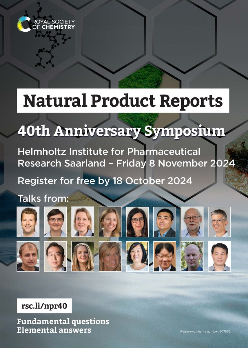 Nat. Prod. Reports (@natprodreports) on Twitter photo ⏳Its the final day for you to register to attend the special one day symposium celebrating <a href="/NatProdReports/">Nat. Prod. Reports</a> 40th anniversary held <a href="/Helmholtz_HIPS/">Antibiotikaforschung (inaktiv)</a>!
Join us in the celebrations and register for free here🔽
rsc.li/npr40 ⏳Its the final day for you to register to attend the special one day symposium celebrating <a href="/NatProdReports/">Nat. Prod. Reports</a> 40th anniversary held <a href="/Helmholtz_HIPS/">Antibiotikaforschung (inaktiv)</a>!
Join us in the celebrations and register for free here🔽
rsc.li/npr40