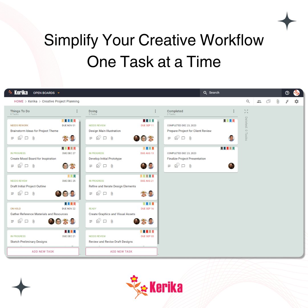 kerika's tweet image. 🎨 Simplify your creative workflow with Kerika!

Managing creative projects can be chaotic, but with Kerika’s Creative Project Planning Demo Board, you can:

✅ Organize ideas from start to finish
✅ Track feedback easily
✅ Collaborate seamlessly with your team #CreativeWorkflow