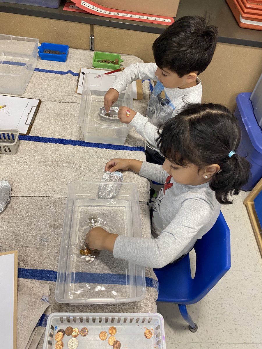 Preschool is talking about boats this week. We are conducting a series of water related experiments in the discovery center. Here, the students are counting how many coins they can place on their boats before the boats sink. Then they are documenting their findings! 🛶