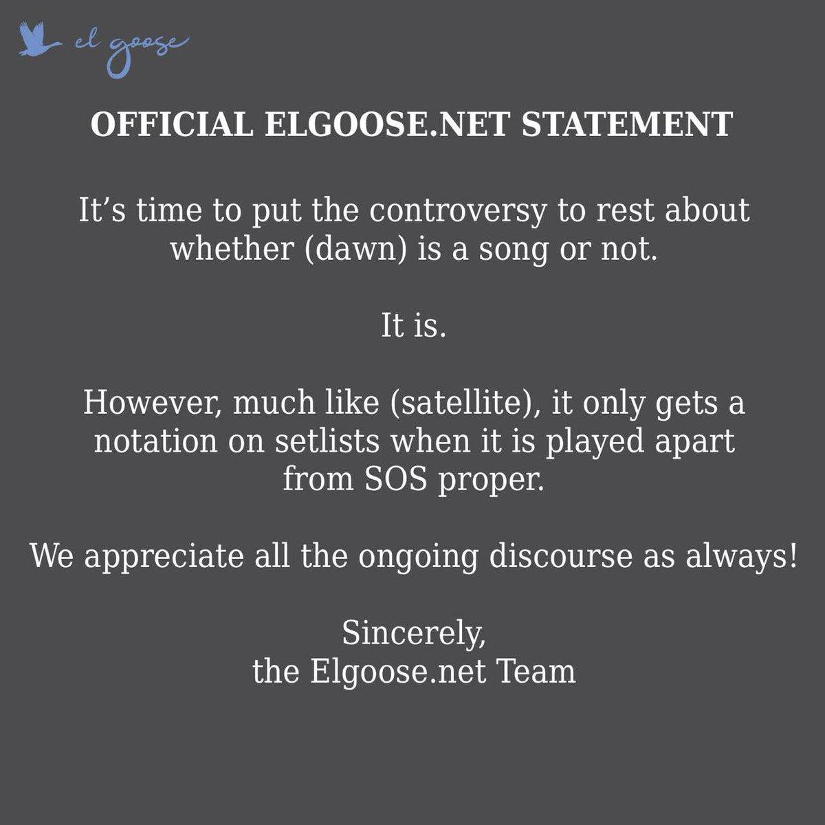 elgoosenet's tweet photo. Our official statement on the (dawn) controversy https://t.co/UYtWLy57Hy