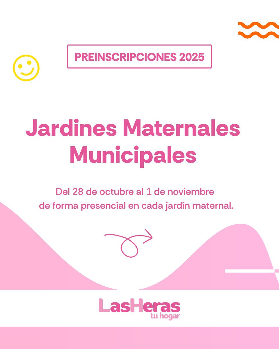 lasherasmza's tweet photo. #Educación 👧🏻🧒🏻 Preinscripción Jardines Maternales 2025 - PRESENCIAL

🗓️ Desde el 28 de octubre hasta el 1 de noviembre 

👉🏼 Requisitos:
��️ DNI
▶️ Partida de nacimiento
▶️ CUD (en caso de corresponder)

La preinscripción es fundamental para asegurar el ingreso. https://t.co/evAn3DoASZ
