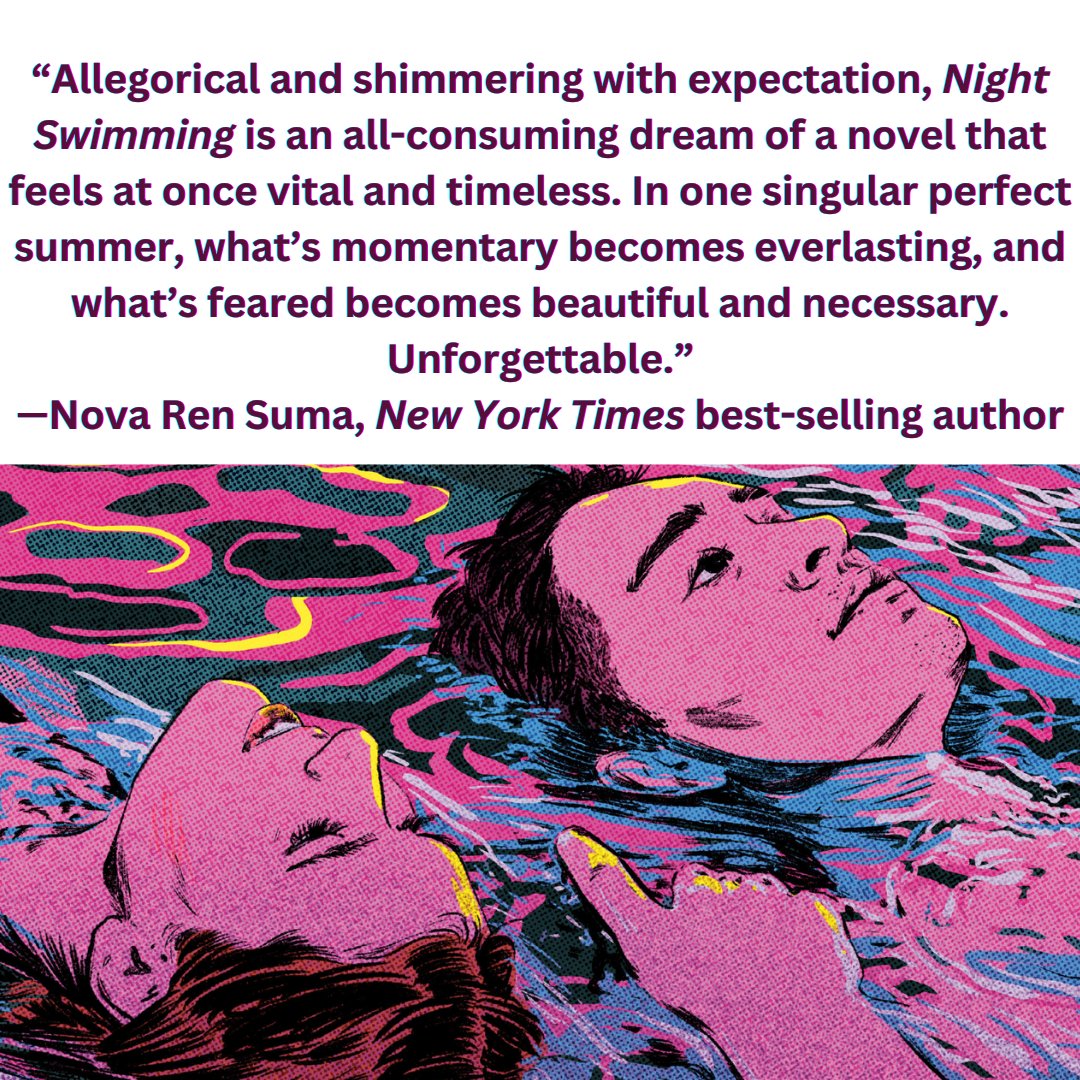 The first blurb for NIGHT SWIMMING comes from the incomparable stylist and storyteller <a href="/novaren/">No</a>, author of THE WALLS AROUND US, A ROOM AWAY FROM THE WOLVES and IMAGINARY GIRLS (a huge inspiration on my book). Her latest, WAKE THE WILD CREATURES, comes out in Spring 2025 too!