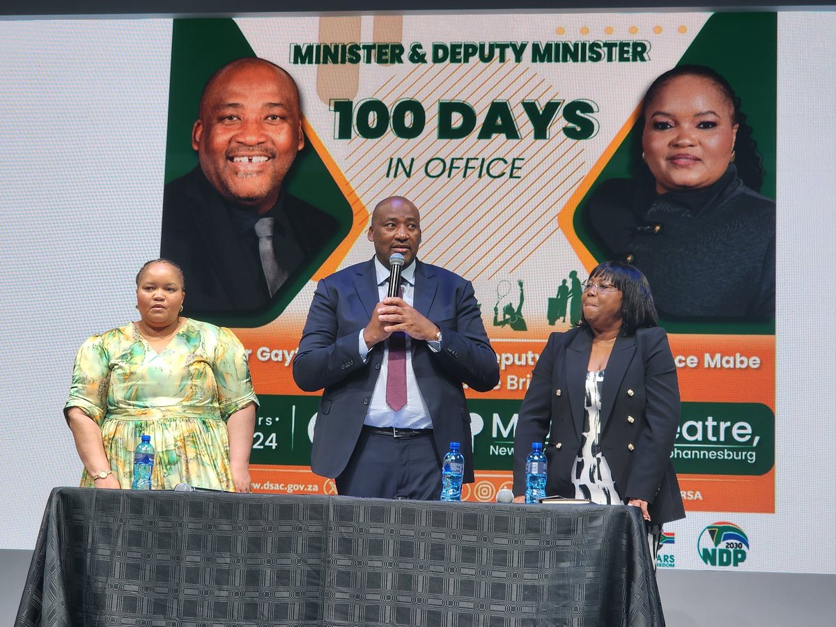 Theo76878340's tweet photo. Joining the Honorable Minister of Sports, Arts &amp; Culture Gayton Mckenzie today at the Joburg Market Theater for the 100 Days in office Press Conference. Thank u for the good work, Minister and team @SportArtsCultur @GaytonMcK @GovernmentZA #RebuildSA #MinisterMckenzieAtWork #GNU https://t.co/jwpMe6yJYO