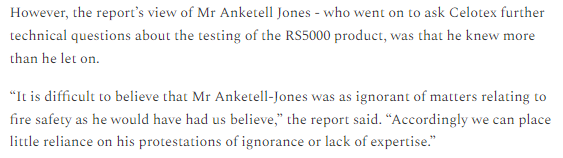 PeteApps's tweet photo. A theme of the Grenfell Tower Inquiry was witnesses saying they had no idea the materials they were using were dangerous. Worth saying that in quite a few incidences that evidence has been rejected by the panel #TheyKnew https://t.co/K18iVCyhdd