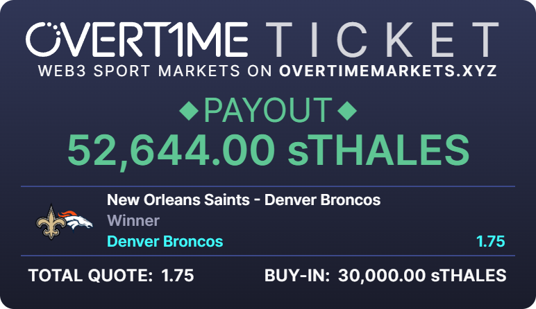 Daily yolo vol. 13 at <a href="/OvertimeMarkets/">Overtime</a> !

Great value for Broncos, Saints have been awful. 
#Saints #BroncosCountry