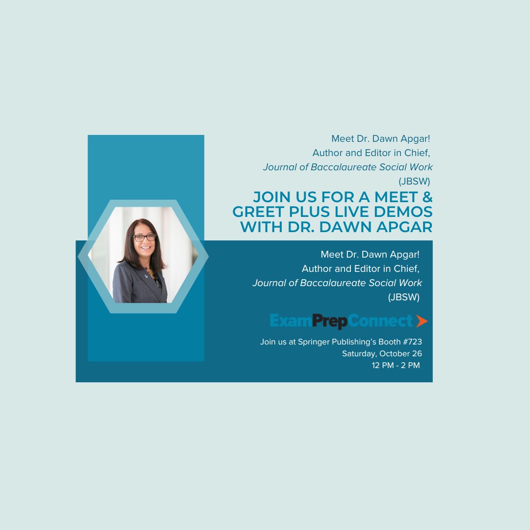 springerpub's tweet image. Join us at #CSWE from October 24-27th! 🌟

Stop by booth #723 to meet Dr. Dawn Apgar and catch her live demos! Don&apos;t miss your chance to connect with the experts at Springer Publishing. 

hubs.li/Q02TQGFG0

#SocialWorkEd #CSWE2024 #LicensurePrep #DawnApgar