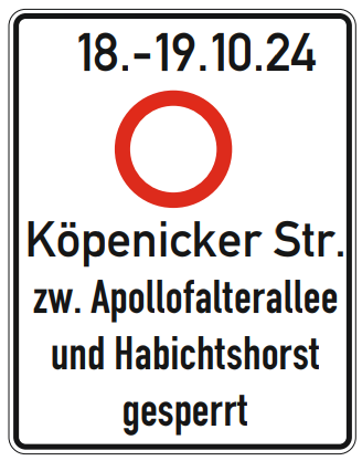 VIZ_Berlin's tweet photo. 🚧 Auf der Köpenicker Straße in #Biesdorf wird zwischen Apollofalterweg und Habichtshorst die Fahrbahn saniert. Die Straße ist ab 06:00 Uhr bis Samstagabend in beiden Richtungen für den Kfz-Verkehr #GESPERRT. Eine #Umleitung ist ausgewiesen. 🚧
➡️ https://t.co/0AN76zu06O https://t.co/jB3lFeBduW
