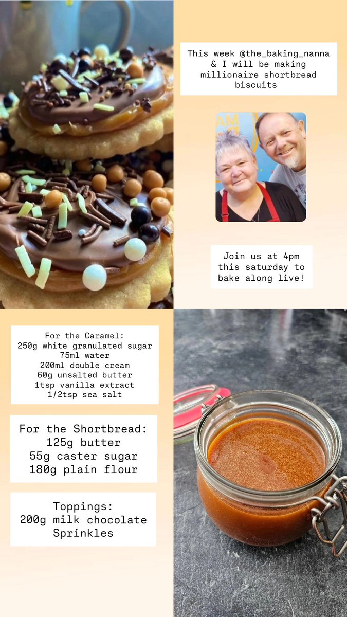 Join us this Saturday for @gbbotwitterbakealong live, where its been Caramel week.
 We'll be making  Millionaires Shortbread biscuits.