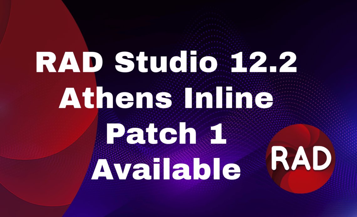 marcocantu's tweet image. RAD Studio 12.2 Athens Inline Patch 1 Available
blogs.embarcadero.com/rad-studio-12-… @EmbarcaderoTech #Delphi #CppBuilder