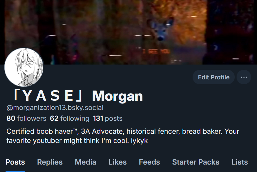 Yeah, I don't plan on using this account much anymore. Find me on the butterfly site (<a href="/morganization13/">「ＹＡＳＥ」 Anna 🧹⚙️</a>.bsky.social) or discord (morgayne).  I don't really interact unless interacted with anymore. plsforgiveiamveryshyandworkingonit.
