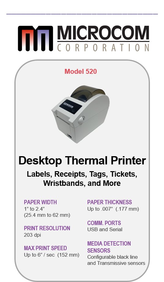 MicrocomCorp's tweet photo. Our Model 520 thermal printer is the ideal solution for printing tickets, tags, and wristbands on-demand. 

Contact us:  sales@microcomcorp.com

Click here for more info: https://t.co/msAslYAQYc

#MicrocomCorp #ThermalPrinter #Tickets #Tags #Wristbands https://t.co/J8WBv2AOm4