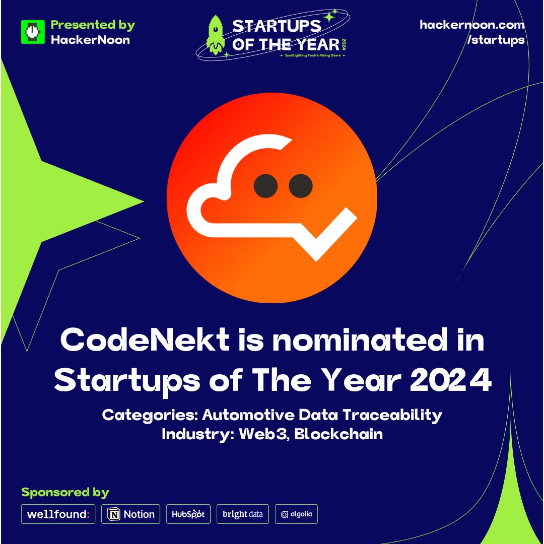 Vote for <a href="/CodeNekt/">CodeNekt 📲 Entretien & Gestion de flottes auto 🚘</a> 

hackernoon.com/startups/europ…
