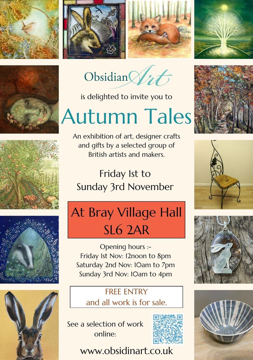 CrazyFraming's tweet photo. Our amazing partners @obsidianartgal are hosting an exhibition at Bray Village Hall from 1st to 3rd of November. Don't miss this chance to support a selected group of over 20 British Artists. Check out their website: https://t.co/BsPJspCvEF
#art  #autumncollection #localart https://t.co/AfgmtlqL92