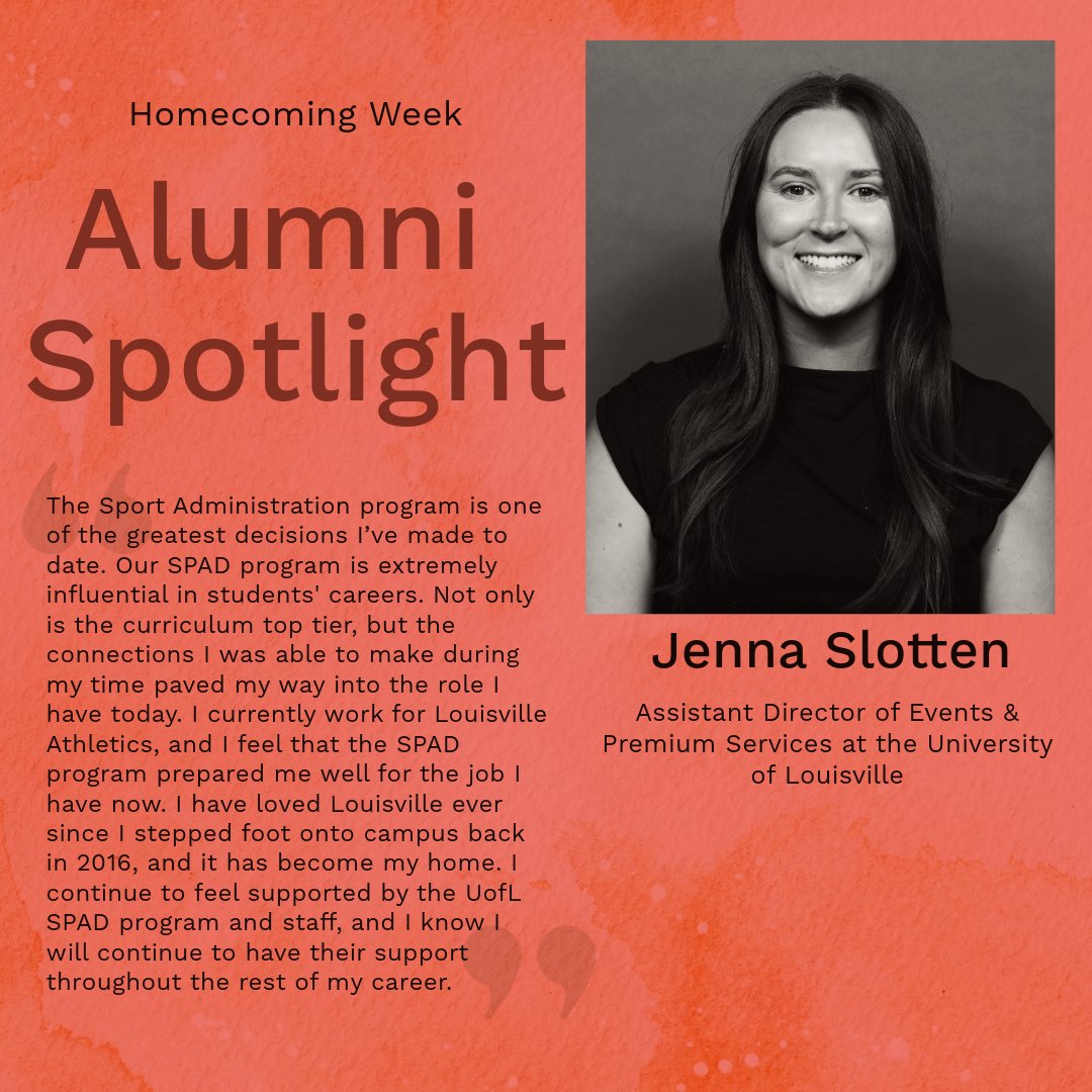 With Homecoming Week, we want to take the time to highlight some of our amazing Alumni and how this program has shaped their careers.

Jenna Slotten, MS graduating class of 2022 👩‍🎓