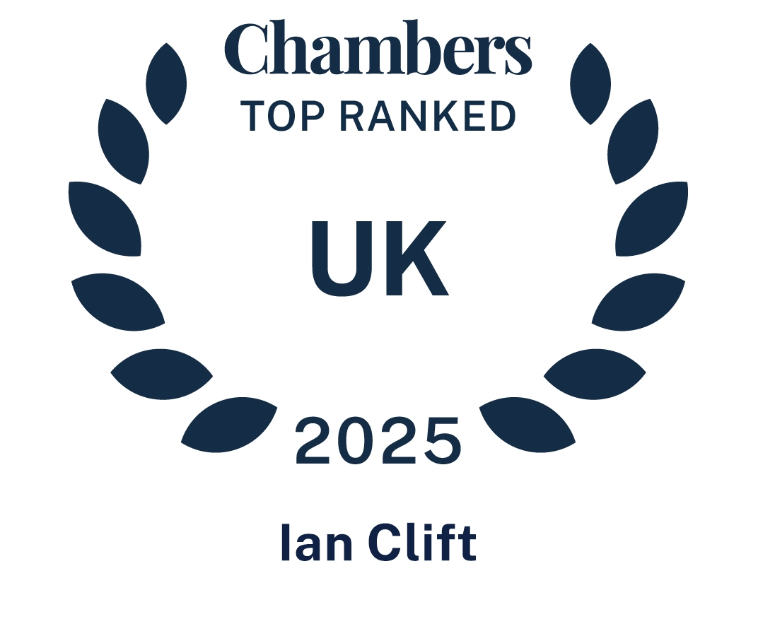 We are delighted that Ian Clift has been ranked as a Band 1 Top Ranked Lawyer in Chambers UK Guide 2025 - He is described as "Ian has an encyclopaedic knowledge of criminal law, which allows him to analyse a case from every angle."