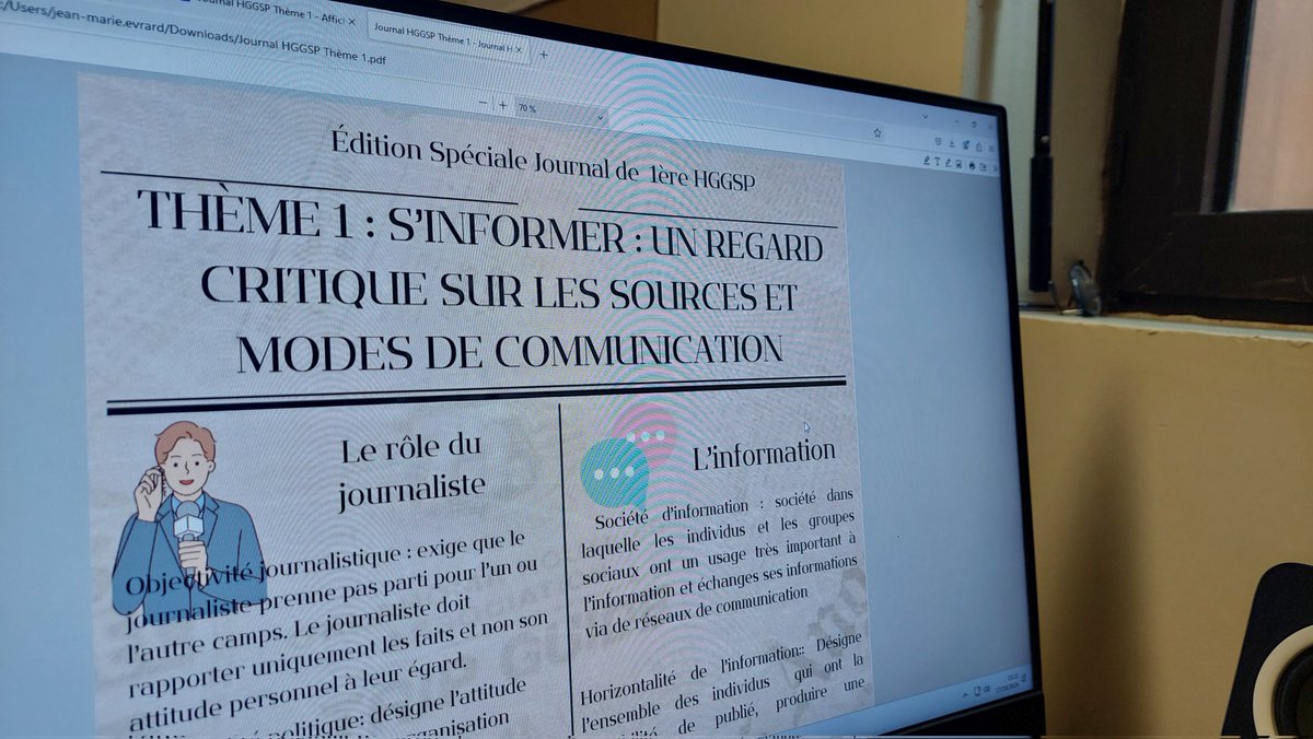 JMprofhg's tweet image. 1er numéro du journal des 1ère HGGSP #LFJM #Dakar : outil de révisions rédigé par ou pour les élèves.
-définitions
-enjeux du thème
-parti-pris
-analyse de doc
-portraits (dont celui de @Gwendal_Lavina)
-critique d'oeuvres...