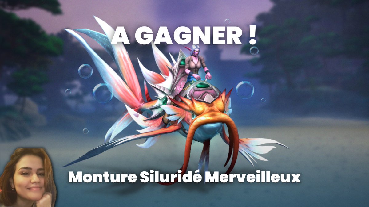 GIVEAWAY ⚠   

Le patch célèbrant les 20 ans de World of Warcraft sort le 23 octobre !

A cette occasion, on vous offre la monture Siluridé Merveilleux, en partenariat avec 
<a href="/Warcraft_FR/">Warcraft FR</a> ! 🤍

Pour participer ? 
✅ Follow <a href="/Yaslamenaace/">Iryanne 🐾</a>
🔁 Retweet 

Tirage au sort le 23 octobre !