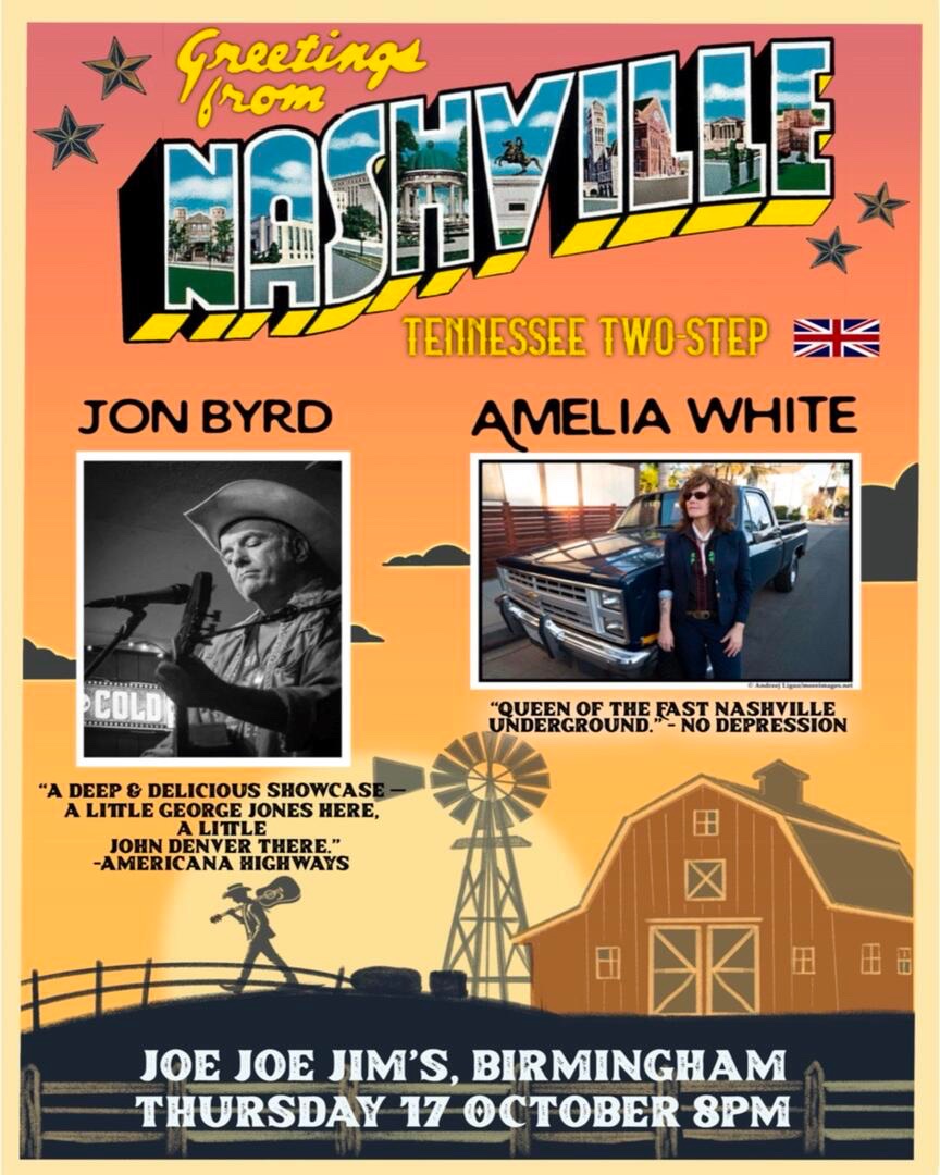 Andy Rubin Ⓥ (@andyrubinski) on Twitter photo TONIGHT! The #Nashville Songwriter #UK Tour stops in #Birmingham at <a href="/joejoejims/">Joe Joe Jims Bar</a> 🇬🇧
Amelia White and Jon Byrd join Thom Painter and Big Dan open mic night. A lot of fun ahead, bring a friend if you’re in the area, or come to one of Jon and Amelia’s other shows around #England! 🔥 TONIGHT! The #Nashville Songwriter #UK Tour stops in #Birmingham at <a href="/joejoejims/">Joe Joe Jims Bar</a> 🇬🇧
Amelia White and Jon Byrd join Thom Painter and Big Dan open mic night. A lot of fun ahead, bring a friend if you’re in the area, or come to one of Jon and Amelia’s other shows around #England! 🔥