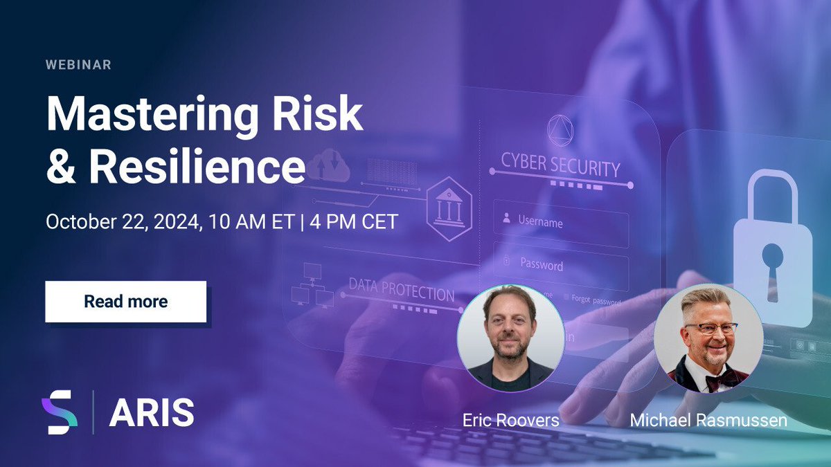 Haven't saved your seat for next week's #webinar? Here's what you can expect and why you should join us:
▶ TOPIC ◀  Importance of risk &amp; resilience management
▶ DETAILS ◀  📅October 22 ⏰4 PM CET
Save your seat: bit.ly/4eJZcZL  #RiskManagement #GRC