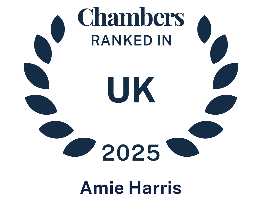 We are delighted that Amie Harris has been ranked  in Chambers UK Guide 2025 - It was said that, "Her rise to the very top is testament to her skill and commitment to every case."