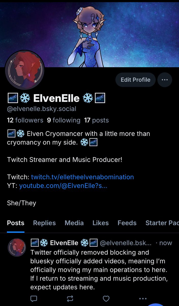 Elon ruined this app, so as of today I’m ceasing all operations on this twitter account and moving my streaming account to bluesky. Blocking has been removed here, and videos have finally been added over there, so go to my bluesky for any updates to come on streaming &amp; music