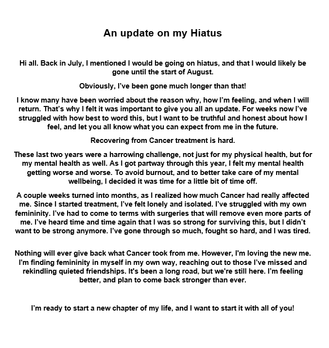 VexTheSunEater's tweet photo. An update on my hiatus 💜 https://t.co/ZtAEtNNM6s