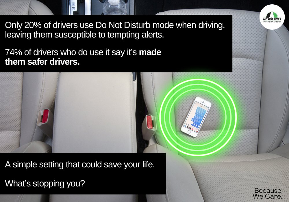 #DNDWD2024 Today is #donotdisturbwhiledriving day! We encourage everyone to add this app on your phone to keep you &amp; others safe. It just takes a minute &amp; that minute could save your life &amp; that of someone you love. Please RT! Help us encourage everyone to add this feature to