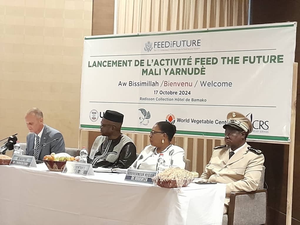 AmprodeSahel's tweet photo. Lancement officiel de l'Activité Feed the Future Mali Yarnudè. Il s'est déroulé à Radisson Collection, le jeudi 17 octobre 2024 sous la présidence du secrétaire général du Ministère de l'Agriculture.
#USAID 
#CRS
#amprodesahel https://t.co/ljlnprybW3