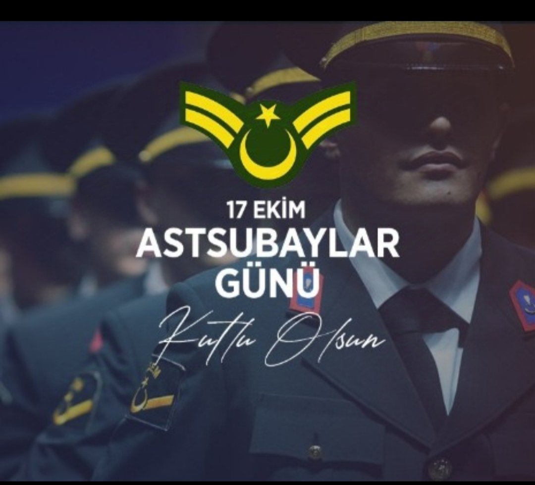 Emekli ve muvazzaf  olmak üzere,  ülkemiz ve asil milletimiz  için görev yapan  tüm meslektaşlarımın “17 Ekim Dünya #Assubaylargünü kutlu olsun.  Aziz Şehitlerimizi ve Kahraman Gazilerimizi de rahmet,  minnet ve şükran  duygularımla anıyorum. 

🇹🇷🇹🇷Ne Mutlu Türküm Diyene!🇹🇷🇹🇷