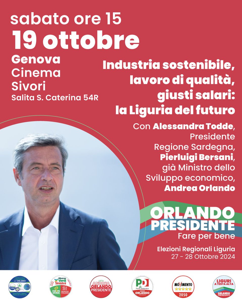 donatellalfonso's tweet photo. Questo sabato @ATodde e @pbersani a Genova per sostenere @AndreaOrlandosp Presidente. 

Uniti possiamo riscrivere la Liguria, al futuro! 

Il 27-28 ottobre vota @pdnetwork e scrivi ALFONSO

#elezioniregionali2024 https://t.co/k3dQqG2133