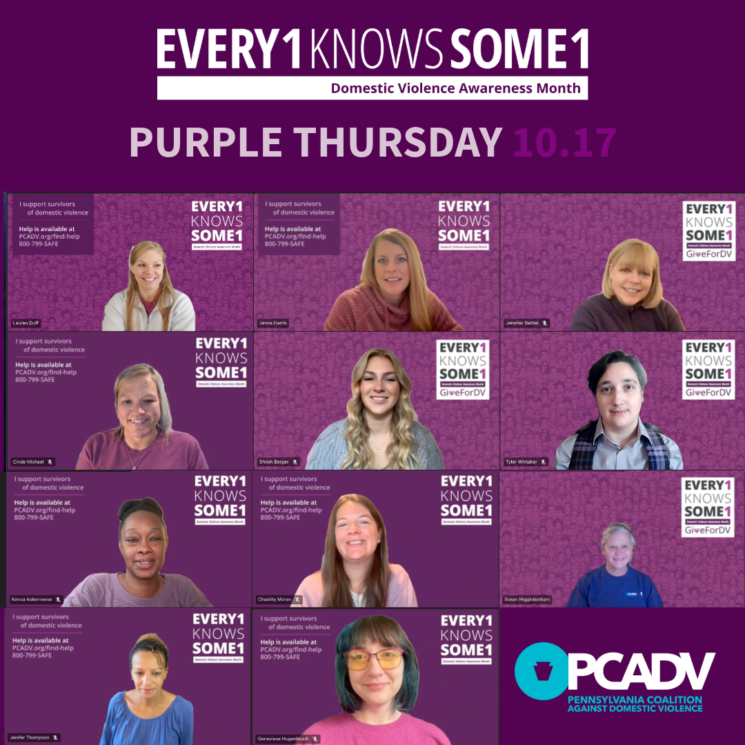 Happy #PurpleThursday! Purple is the color of domestic violence awareness, and wearing purple today ties together survivors and advocates across the country in our work to end abuse. 💜 #Every1KnowsSome1 #DVAM