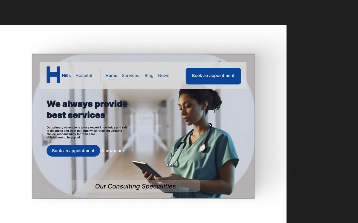 designswithfola's tweet image. Day 8! of my #30DayUIChallenge Designed a hospital landing page. 
@DevBIT_ @bosuntijani @3MTTNigeria