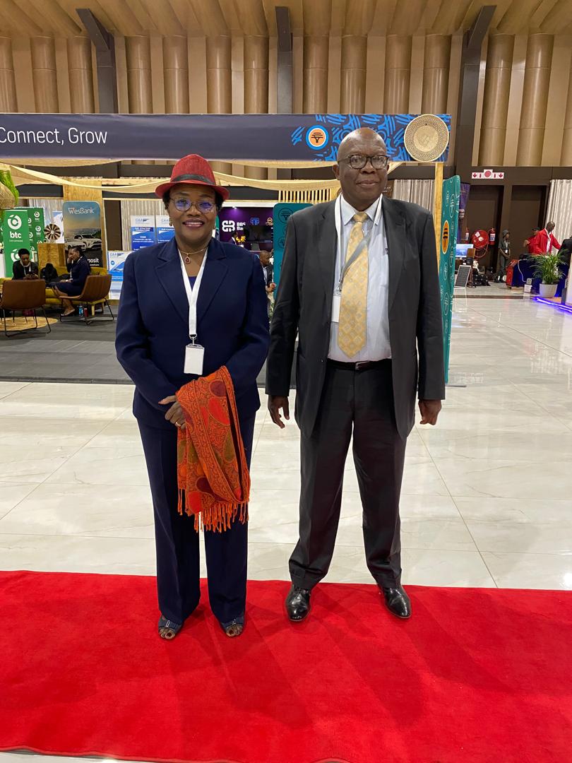 Business Botswana CEO, Mr. Norman Moleele with <a href="/LucySNewman/">Dr Lucy Surhyel Newman</a>, APSS CEO, at Day 1 of Botswana's 17th National Business Conference in Francistown, Botswana. August 25, 2024.