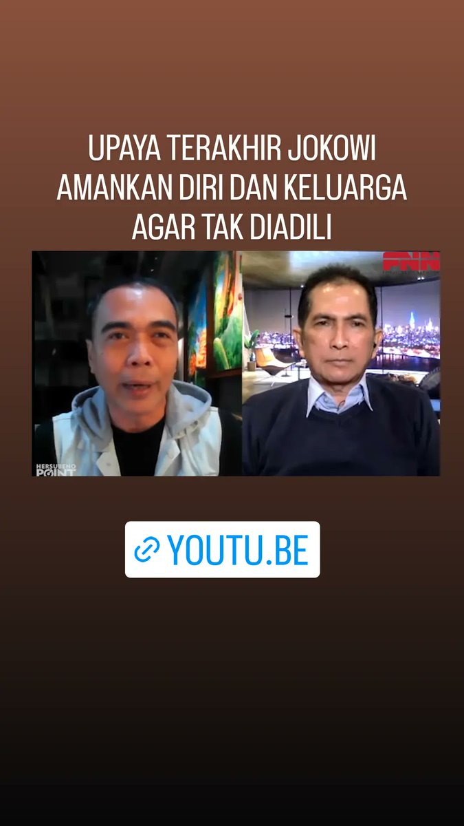 UPAYA TERAKHIR JOKOWI AMANKAN DIRI DAN KELUARGA AGAR TAK DIADILI
youtu.be/8mIEUim8dzM?si…