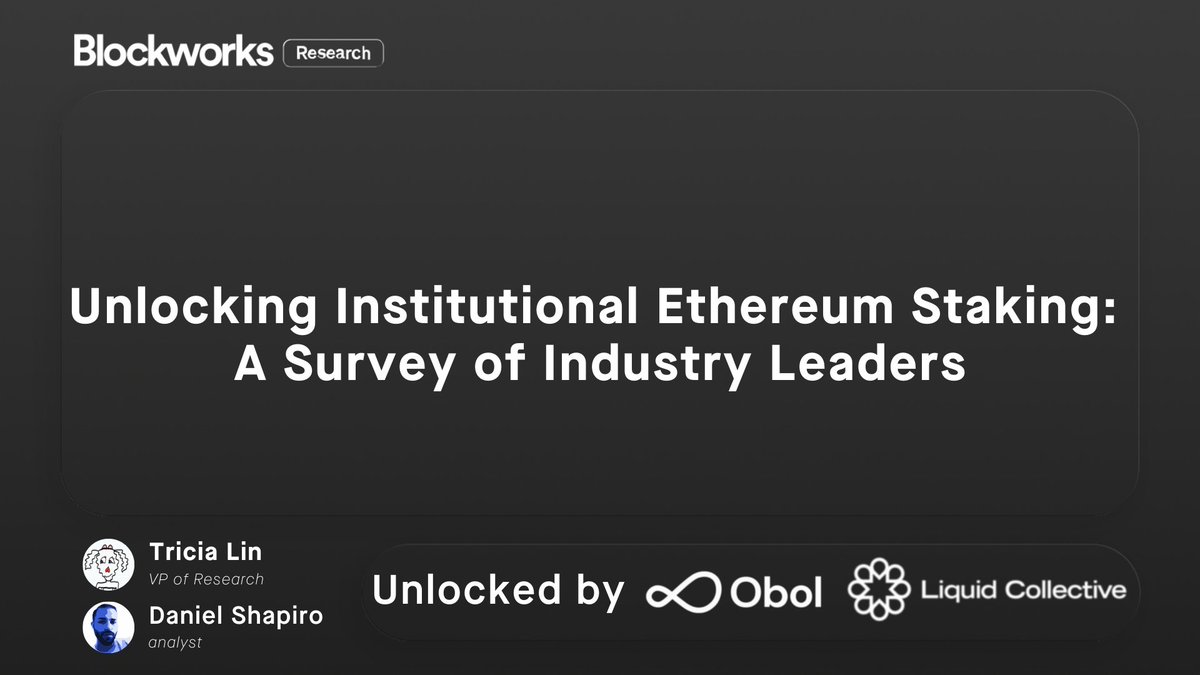 1/ We recently conducted primary research about institutional ETH staking behaviors and preferences

Sponsored by Obol Collective and Liquid Collective.
