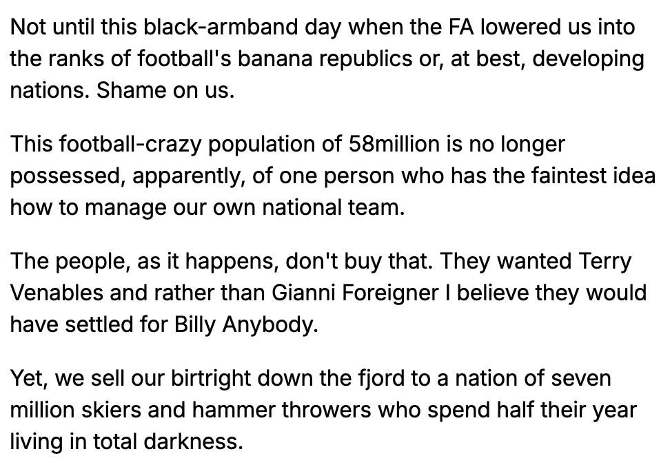 UpshotTowers's tweet photo. If you think the Daily Mail's reaction to Thomas Tuchel is mental, here's how they greeted Sven-Goran Eriksson in 2000... https://t.co/OzvSzTYY8Q