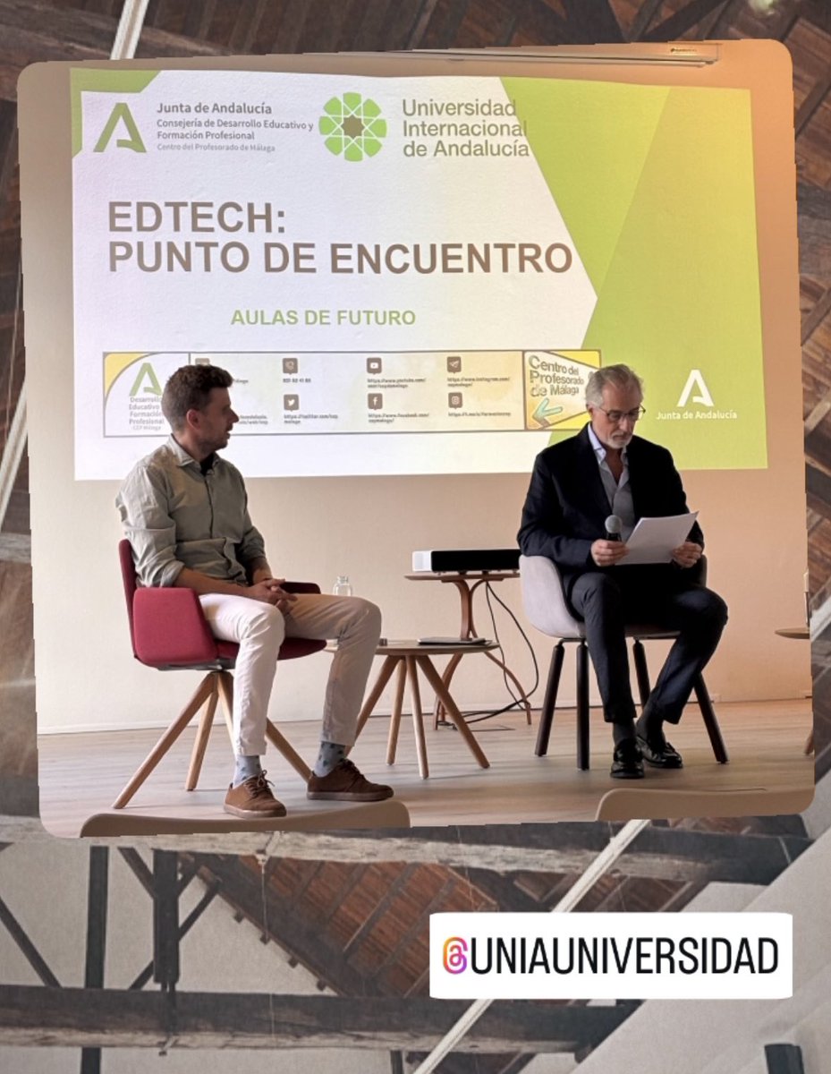 Comienza el Ciclo de Conferencias “EdTech: Espacio de Encuentro”
&gt; El Aula del Futuro y su impacto educativo 

<a href="/UNIAuniversidad/">Universidad Intern. de Andalucía</a> <a href="/cepmalaga/">CEP de Málaga</a>