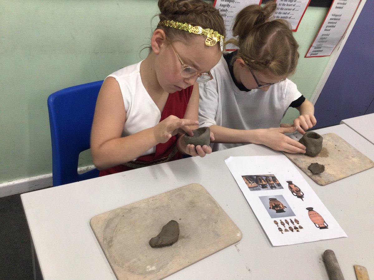 TigerClassWJS's tweet photo. What an amazing Ancient Greek experience yesterday! We took part in a drama workshop, we made Ancient Greek pottery, told Greek myths and competed in the Olympics! #HistoryWJS #EnrichWJS https://t.co/7rPVfmm3fW