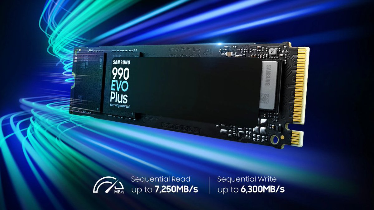 cryovex's tweet image. 🚀 Samsung 990 EVO Plus NVMe SSD delivers blazing-fast speeds up to 7,250 MB/s and 4TB capacity. Power up your gaming or creative workflow with future-proof storage. ⚡💻
Read more: cryovex.com/samsung-nvme-s…
#SamsungSSD #990EVOPlus #NVMeSSD #TechNews #Cryovex