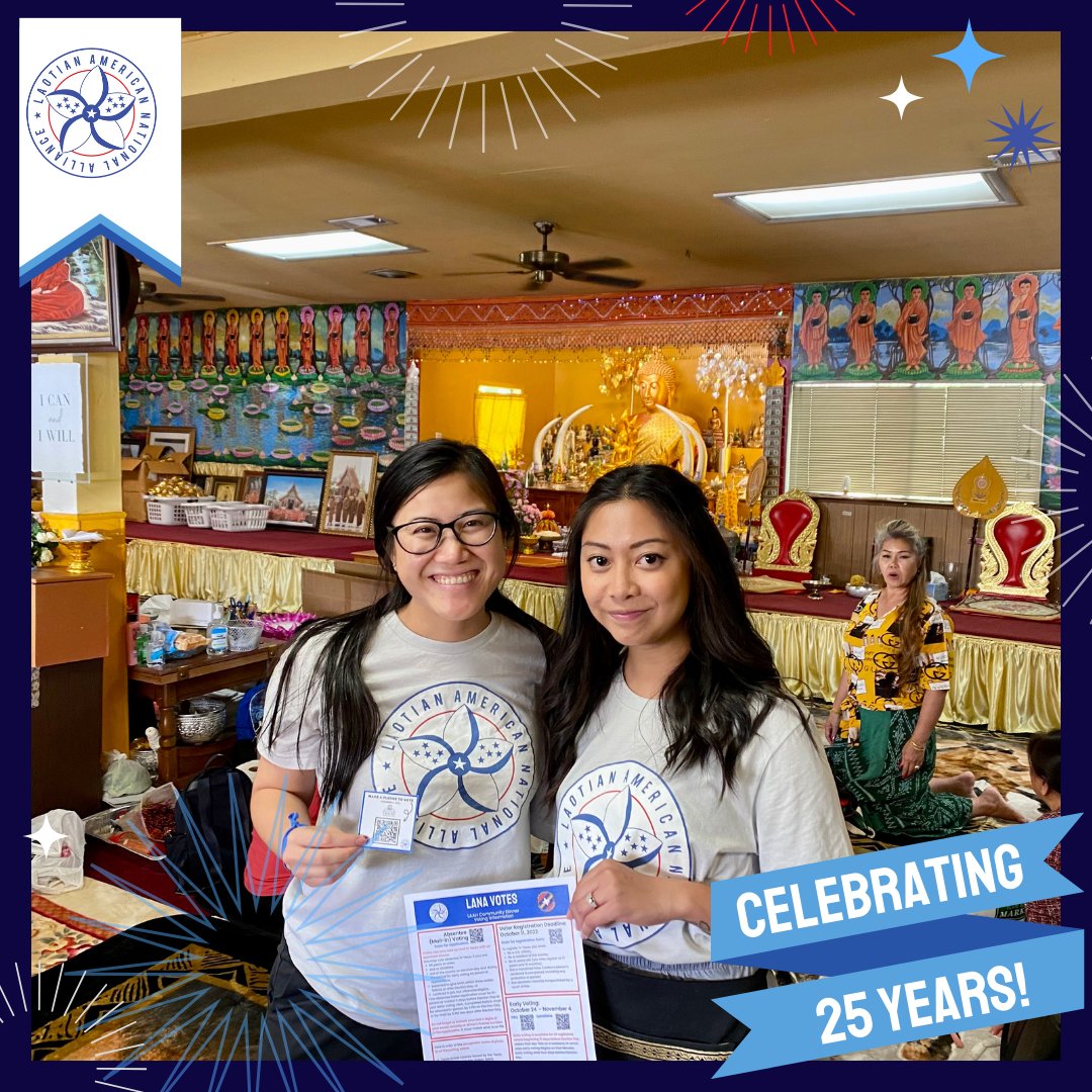 In some states, early voting has begun! Mail ballot or early voting are easy and effective ways to vote and avoid lines on Election Day, which is November 5th. 

Pictured here are LANA team members, Lily and Lasamee, at a community gathering for the #LANAVotes program in 2022!