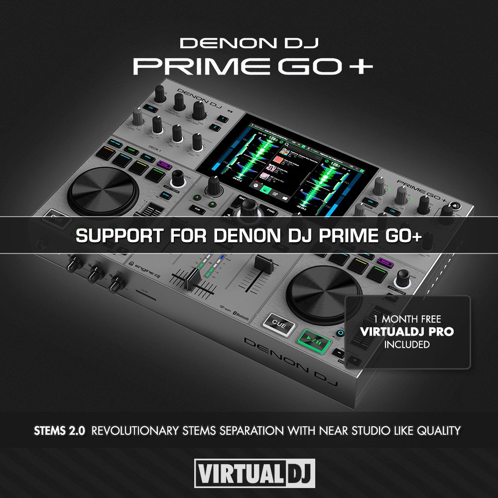 Built-in support for <a href="/denon_dj/">Denon DJ</a> Prime GO+. Created for DJs on the move. Portable controller with large screen, built-in Wi-Fi, Bluetooth, rechargeable battery. Get the most out of your mixer with <a href="/VirtualDJ/">VirtualDJ</a>