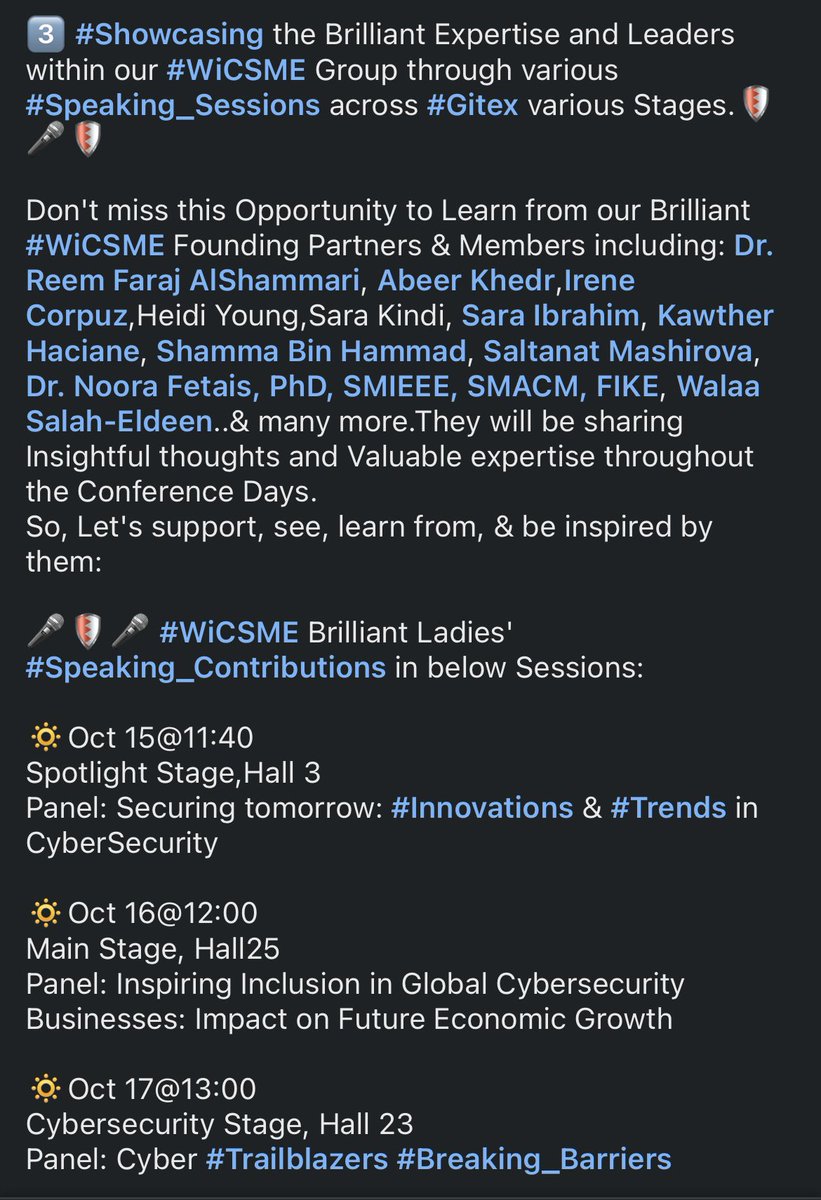 WiCSME's tweet image. 🌟 #WiCSME #Partnership_Blessings 🌟
We’re hosting the “#Women_in_Cyber Program” on Oct 17 (3 PM - 5 PM) at the #CISO_Lounge @ #GITEX2024!