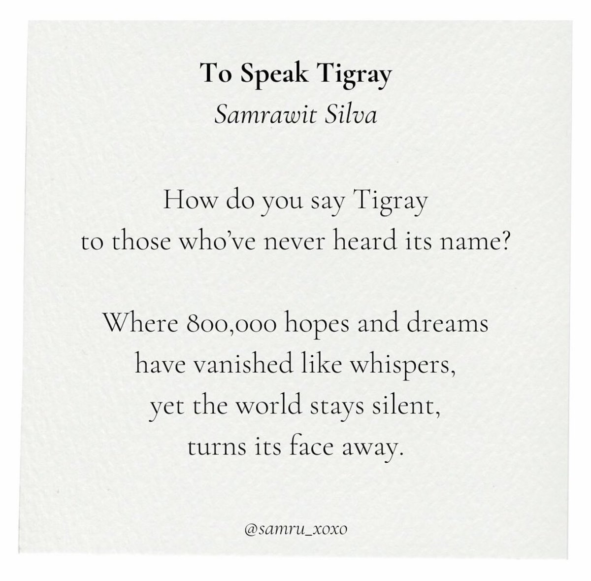 naihiwet's tweet photo. "To Speak Tigray" by Samrawit Silva #Tigray #TigrayGenocide https://t.co/Z6C5QvRPAd