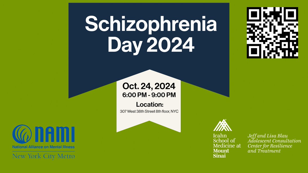 SinaiBrain's tweet photo. COMING UP! 10/24-DON'T MISS the Blau Center &amp; @NAMINYCMetro's #Schizophrenia Day. Hear from leading experts, as well as, Keynote @GraceMCho, author of Tastes Like War &amp; Comedian Daniel Laitman (@skitzocomedy) who has lived experience w/ schizophrenia! https://t.co/KbxjFdLH7S https://t.co/YJKaCvT7gj